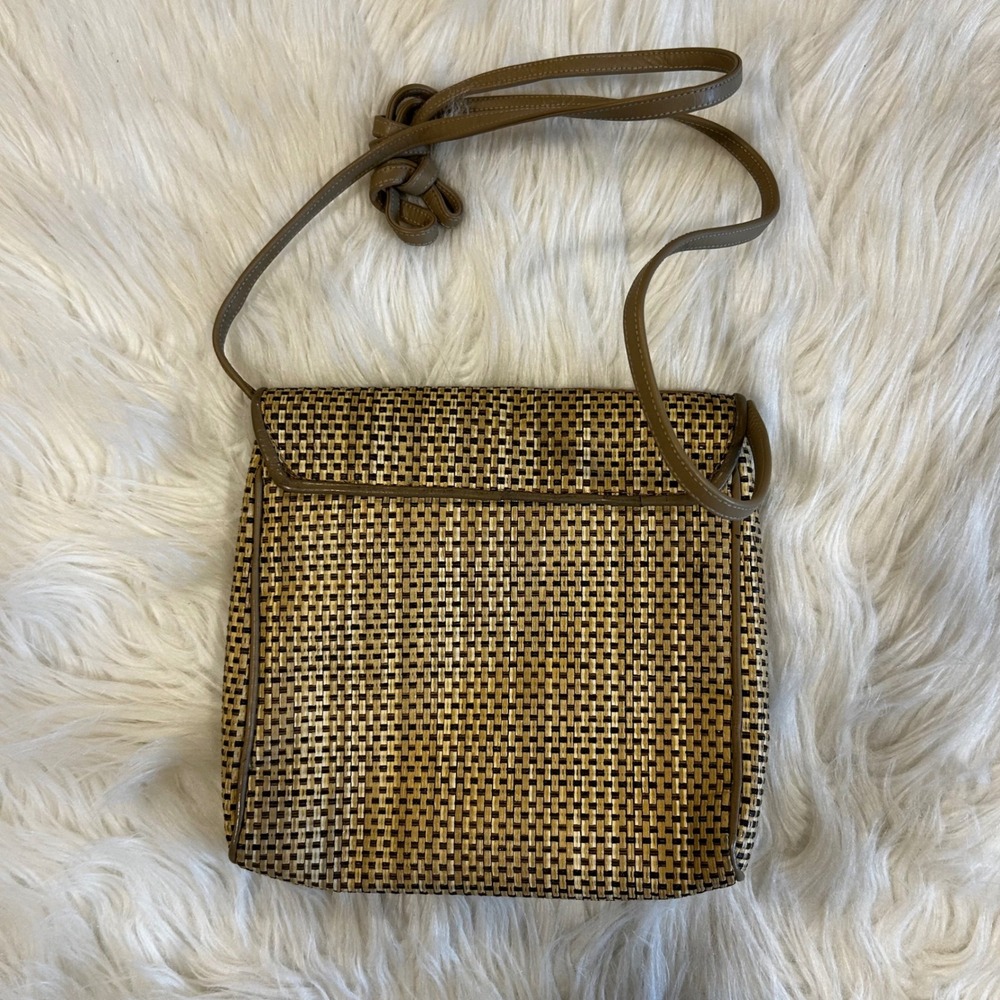 Carlos Falchi Vintage Mixed Animal Print Patchwork Woven Leather Crossbody Bag - Picture 7 of 9